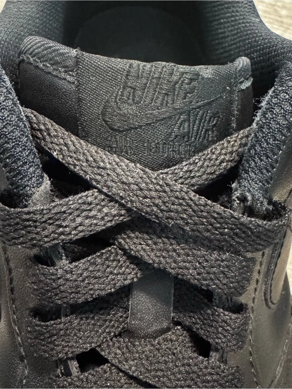 Nike Air Force 1 Triple Black Leather Low Top Sneakers Mens Sz. 13